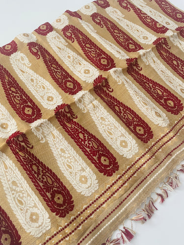 Assam Pure Muga Silk Saree | Natural Beige | No Zari | Handwoven | Silk Mark Certified | GI Tag | Handloom Mark | Ships from California